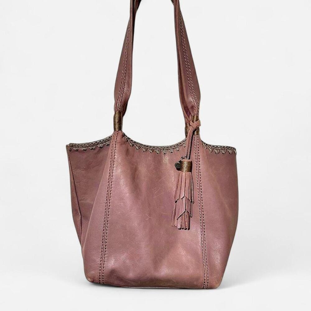THE SAK Fernwood Genuine Leather Rosewood Hobo Tassel Bag